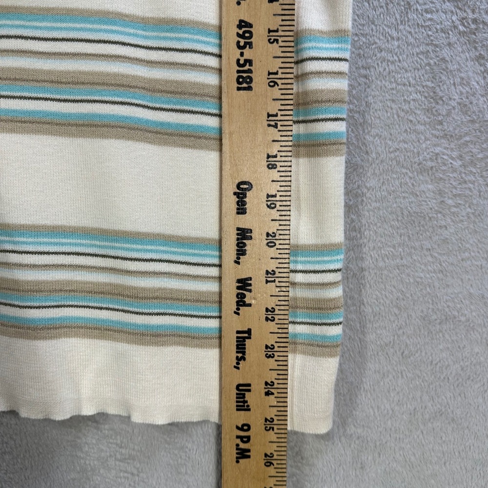 Liz Claiborne Woman Striped Boat Neck Sweater Cream Teal 3/4 Sleeve Plus Size 2X - Picture 7 of 8